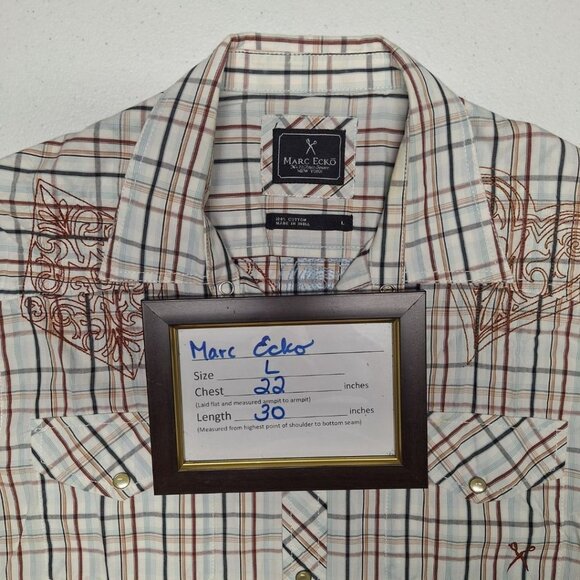 Marc Ecko Snap Down Shirt Short Sleeve Embroidered Mens Large Card Suite Poker T - Picture 6 of 13